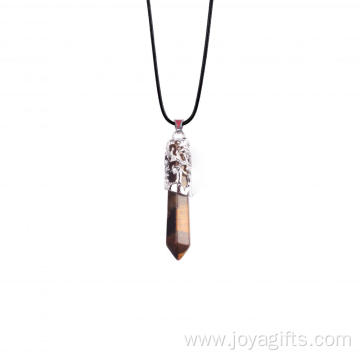 Natural Tiger Eye Waterdrop Shaped Fashion Clavicle Chain Pendant Necklace